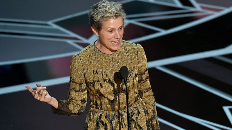 The Oscar for Best Actress in a Leading Role goes to Frances McDormand for her performance in 'Three Billboards Outside Ebbing, Missouri'.