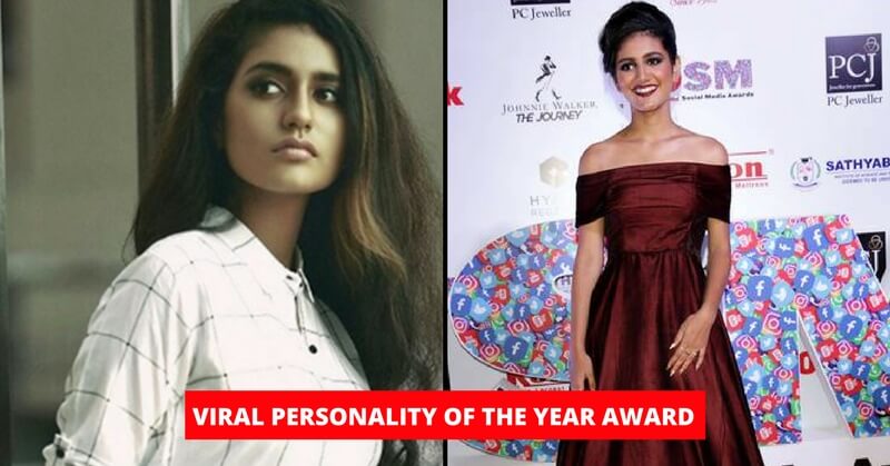 Priya Prakash recieves Viral Personality of the Year Award