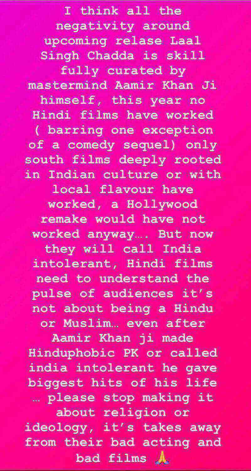 Kangana Ranaut On Boycott Laal Singh Chaddha Aamir Khan
