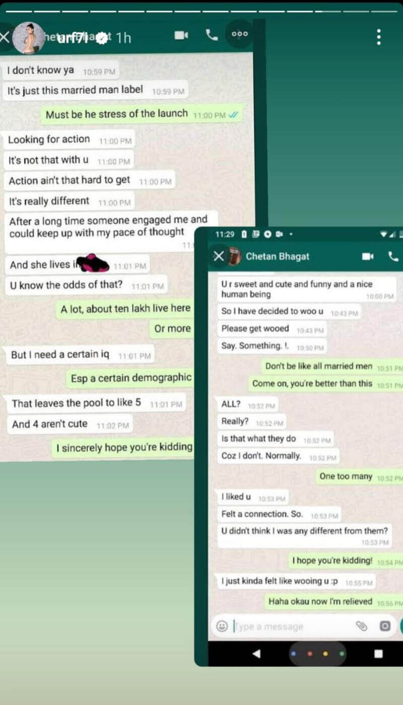 Urfi Javed WhatsApp Chat Chetan Bhagat