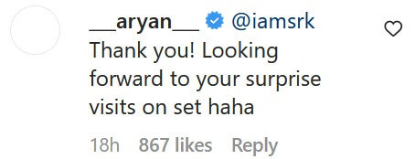 Aryan Khan reply SRK